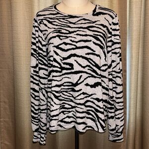 Social Standard by Sanctuary Black Gray Zebra Print Knit Pullover Womens Medium